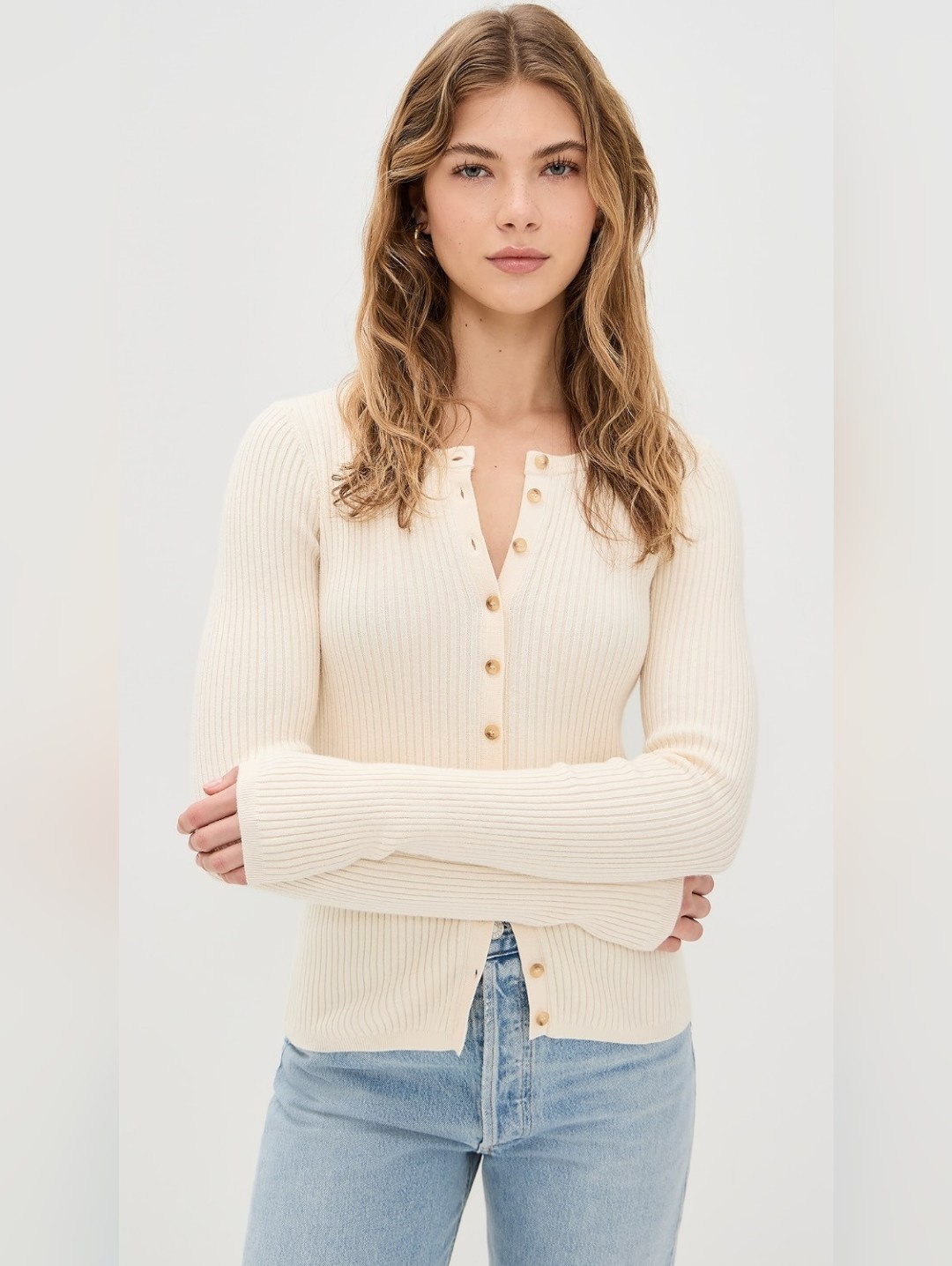 Faherty Milo Cardigan Button Down Cream Off White Cashmere Blend Size Small